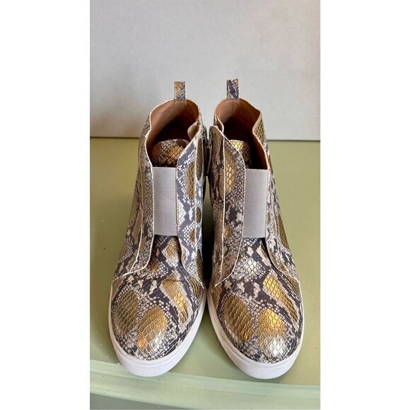 Linea Paolo Felicia III Snake Wedge Sneaker Multi Leather Zip Women's 9M - Picture 6 of 11